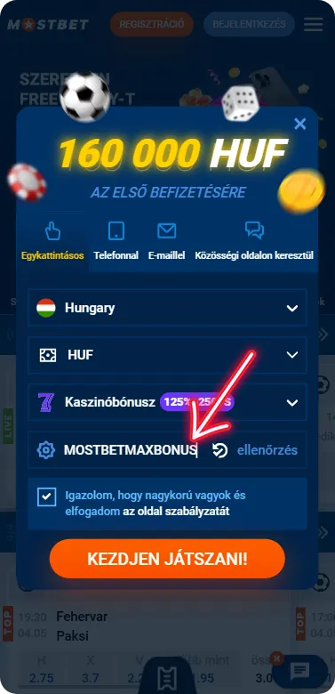 Írd be a kódot Mostbet