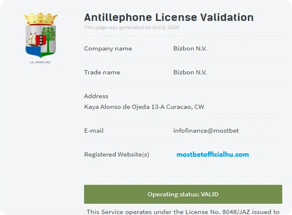 Mostbet engedély Magyarországon