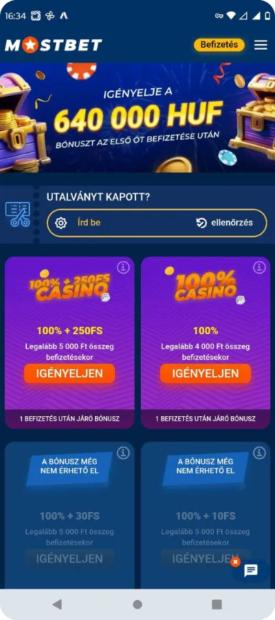 Mostbet üdvözlő bónusz